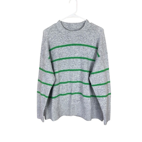 Aerie Unreal Striped Sweater Oversized Gray Green NWT SZ Small - Picture 1 of 9